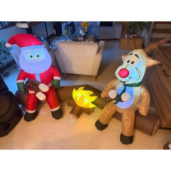 🆕7FT Christmas Inflatable Santa And Reindeer Roasting Marshmal Outdoor Decor - Picture 3 of 10